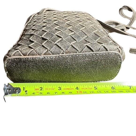 Bobo Brown Waxed Suede Leather Crossbody Phone Bag Woven Design Small Purse - Picture 5 of 8